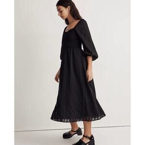 NEW Women's Madewell Lucie Sweetheart Neckline Black Midi Dress - Plus Size 4X